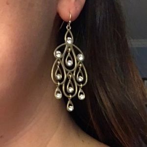 Gold drop crystal chandelier earrings